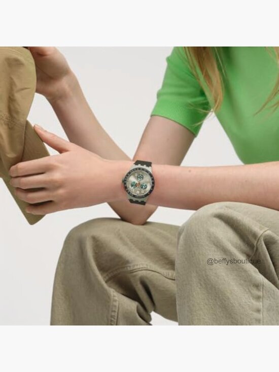 Chrono 42mm Round Case Silicone Strap Watch Quartz Water Resistant Easy Reader